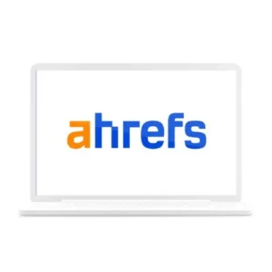 Laptop with Ahrefs logo seen on the display needed for SEO Service