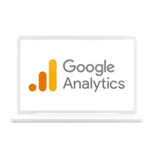 Laptop with Google Analytics logo seen on the display needed for SEO Service