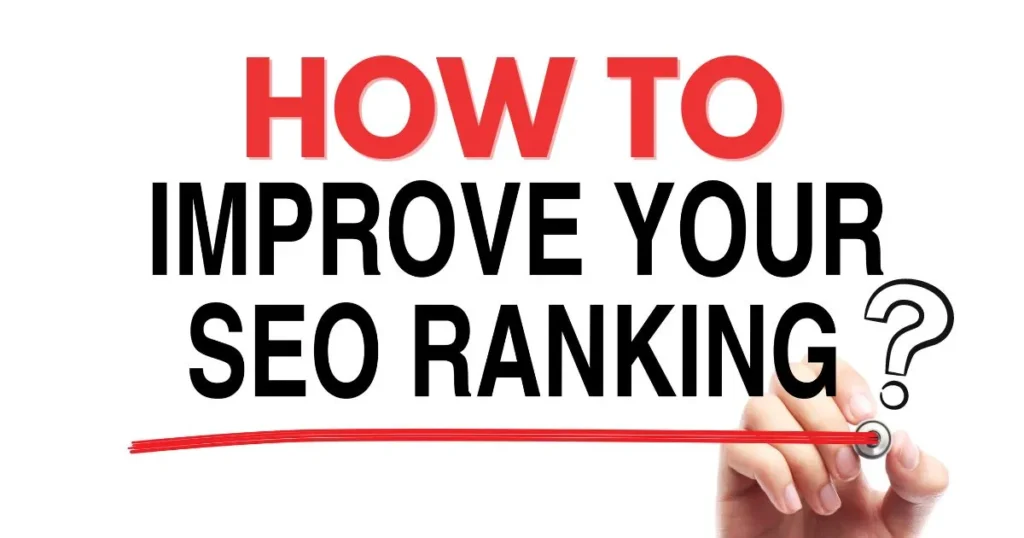 Image with simple yet key tips on 'How to improve your SEO ranking' to help boost your website's place in search engine results.