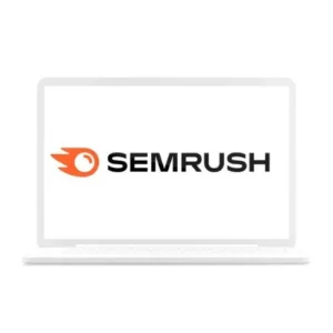 Laptop with Semrush logo seen on the display needed for SEO Service