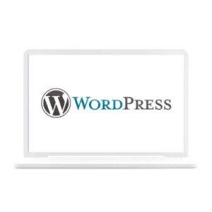 Laptop with WordPress logo seen on the display needed for SEO Service